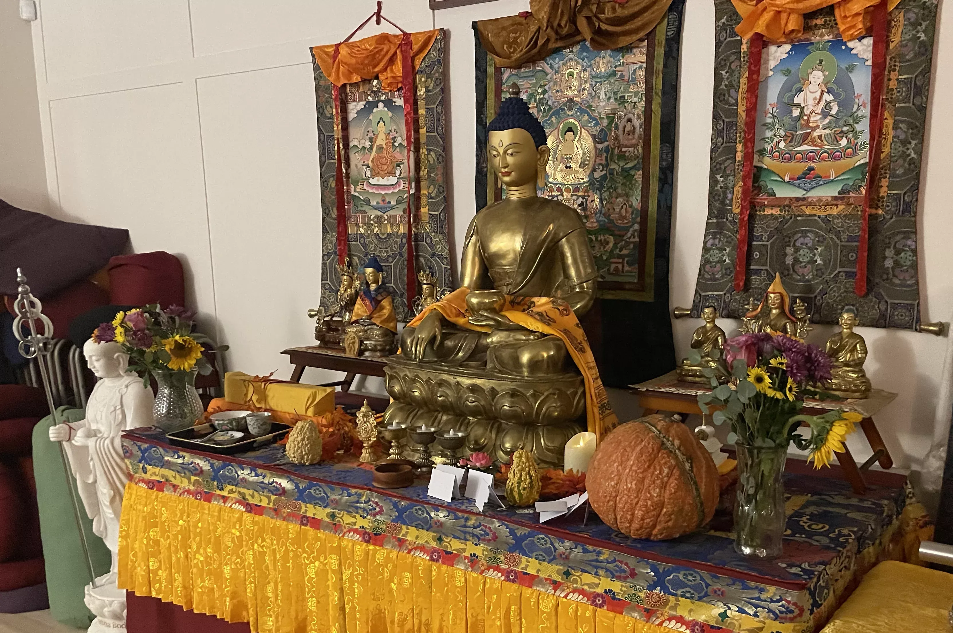 Buddha altar set up for Seijiki ceremony.