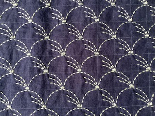 A piece of sashiko embroidery with intricate patterns.